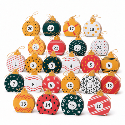 Calendar Advent cutii glob de Crăciun - multicolor (set 24 buc) - CraftUp