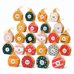 Calendar Advent cutii glob de Crăciun - multicolor (set 24 buc)