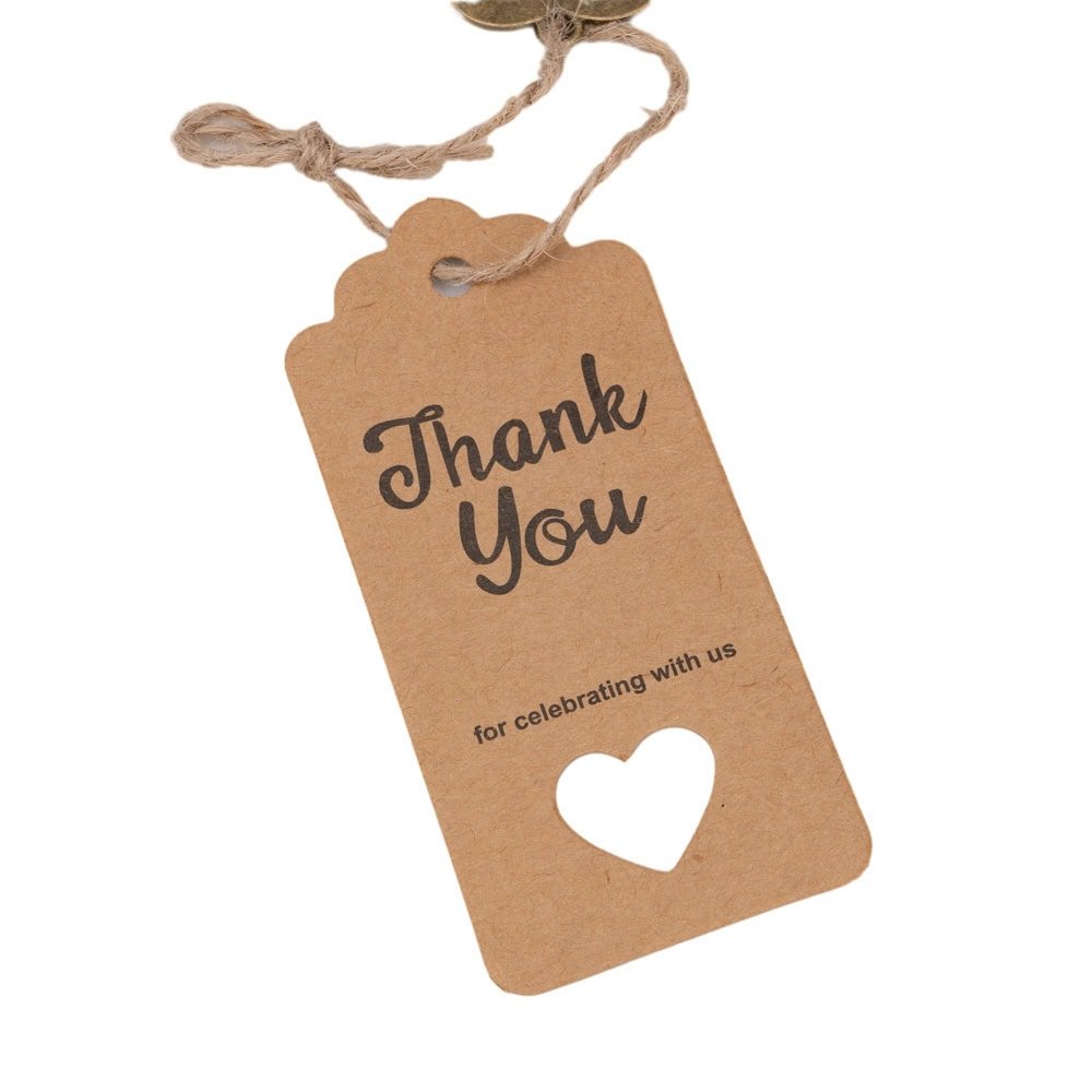Card kraft cu cheiță desfăcător și sfoară iută (set 10 buc) - CraftUp