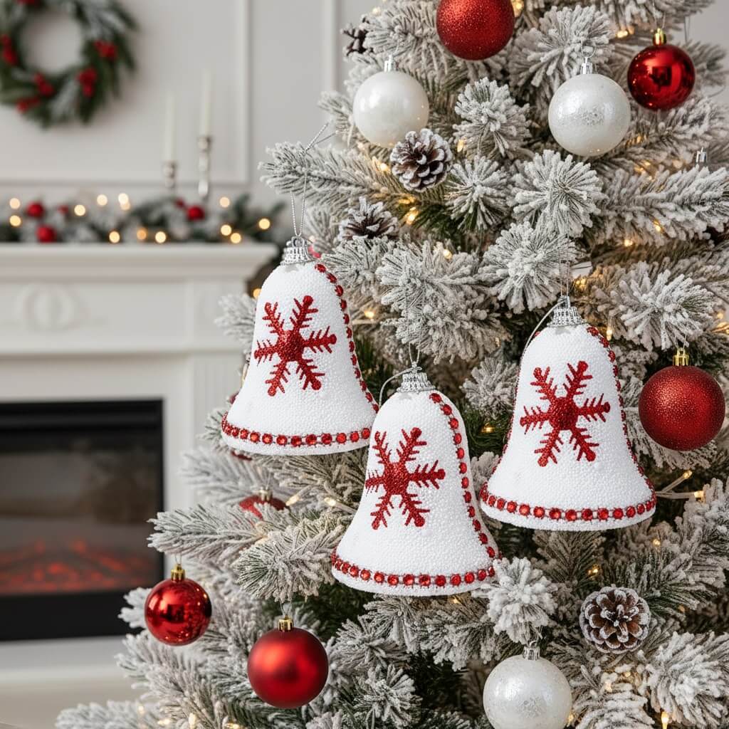 Clopoței decorativi Crăciun cu fulg (set 4 buc) - CraftUp