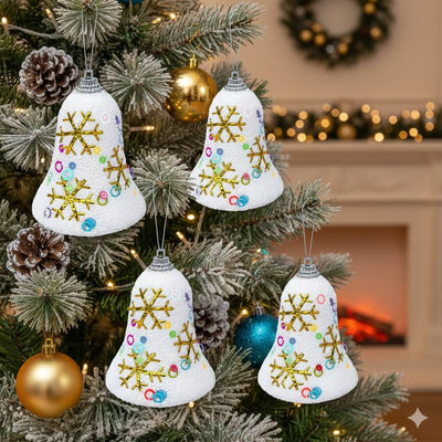 Clopoței decorativi Crăciun cu fulgi (set 4 buc) - CraftUp