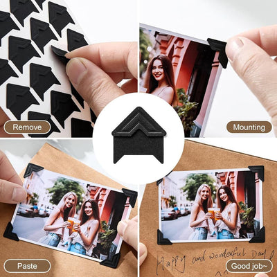 Colțare sticker pentru fotografii - negru (set 240 buc) - CraftUp