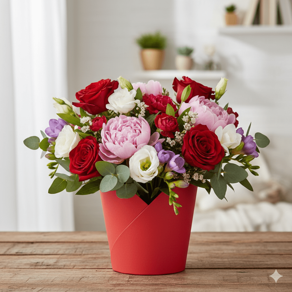 Coșuleț în formă de inimă - roșu - CraftUp