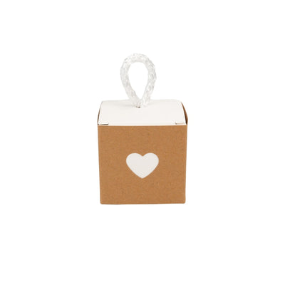 Cutie 2 culori cu sfoară model inimă - maro și interior alb (set 50 buc) - CraftUp