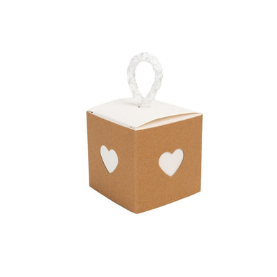 Cutie 2 culori cu sfoară model inimă - maro și interior alb (set 50 buc) - CraftUp