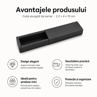 Cutie alungită cu sertar - negru (set 50 buc) - CraftUp