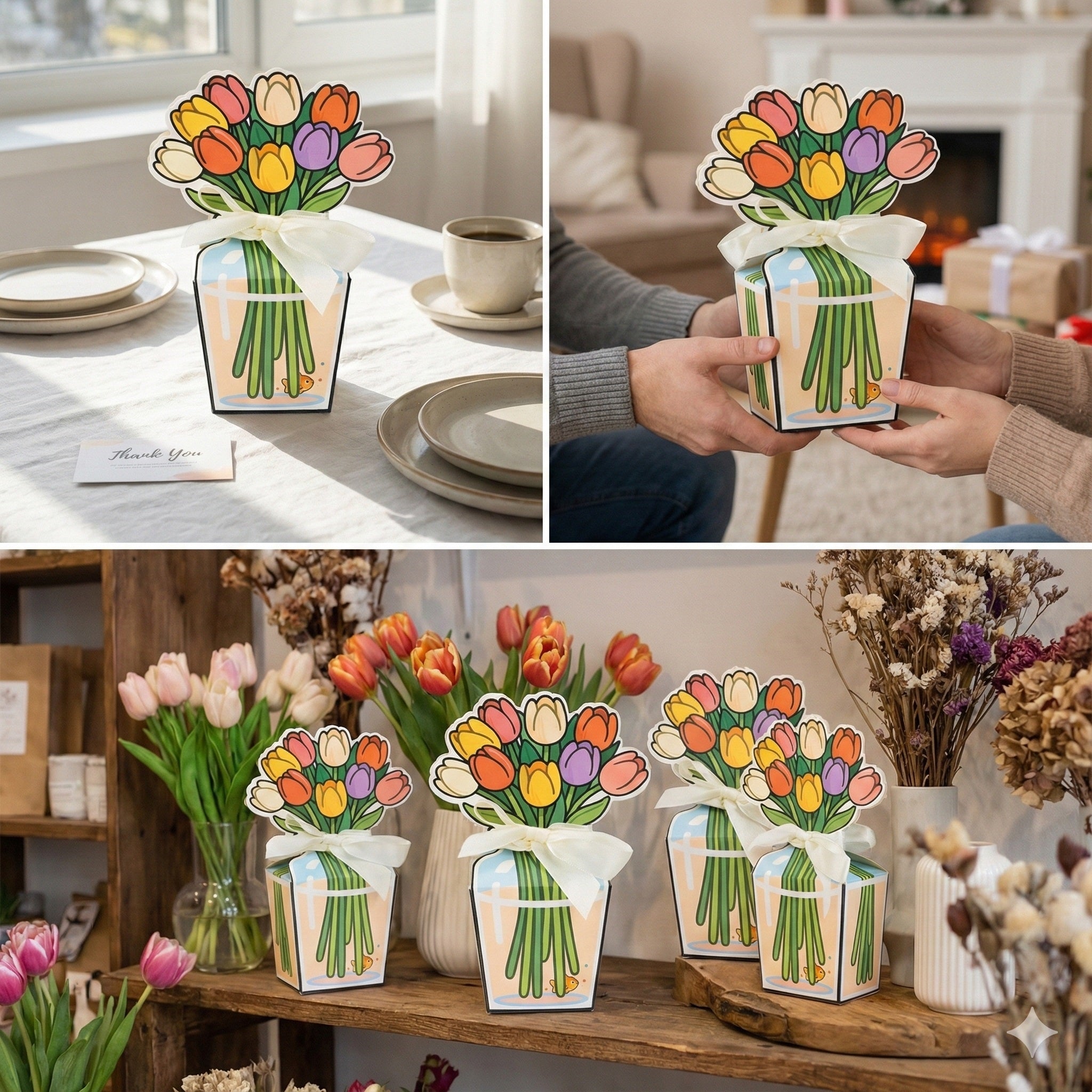 Cutie cadou buchet trandafiri cu ursuleț (set 10 buc) - CraftUp