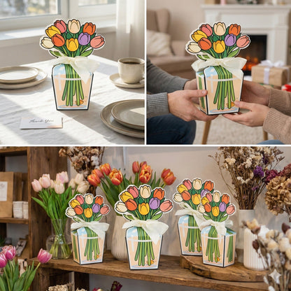 Cutie cadou buchet trandafiri cu ursuleț (set 10 buc) - CraftUp