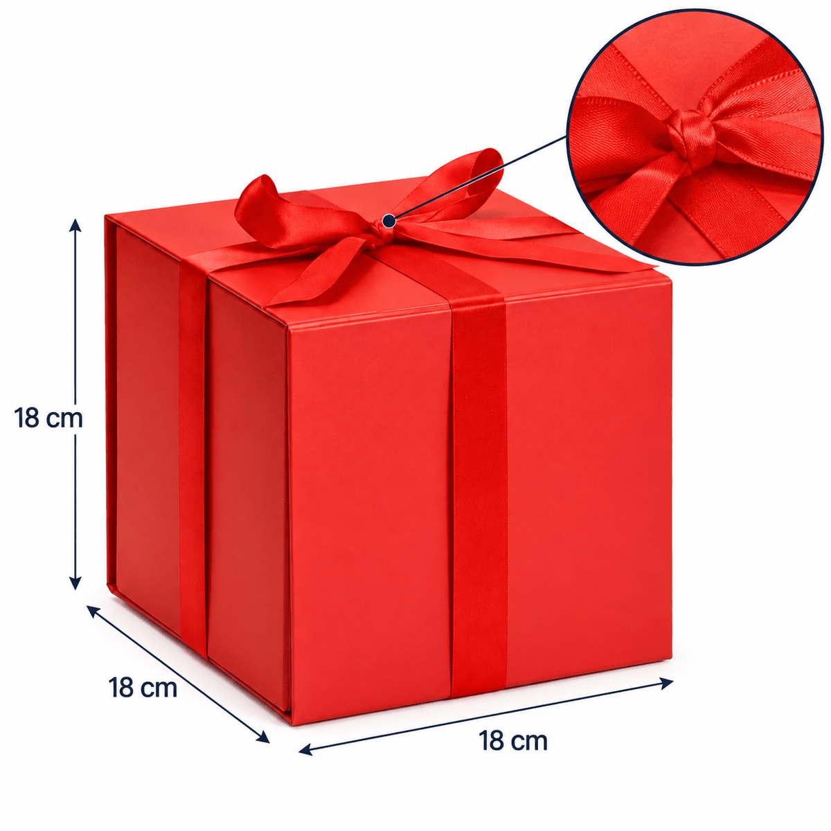 Cutie cadou cub magnetică pliabilă cu fundă - roșu - CraftUp