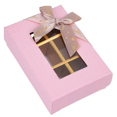Cutie cadou din hârtie cu 6 compartimente, fereastră și panglică - roz (set 6 buc) - 9x6x4cm - CraftUp