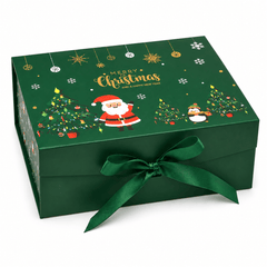 Cutie cadou magnetică de Crăciun cu fundă, 29x22x10 cm - verde