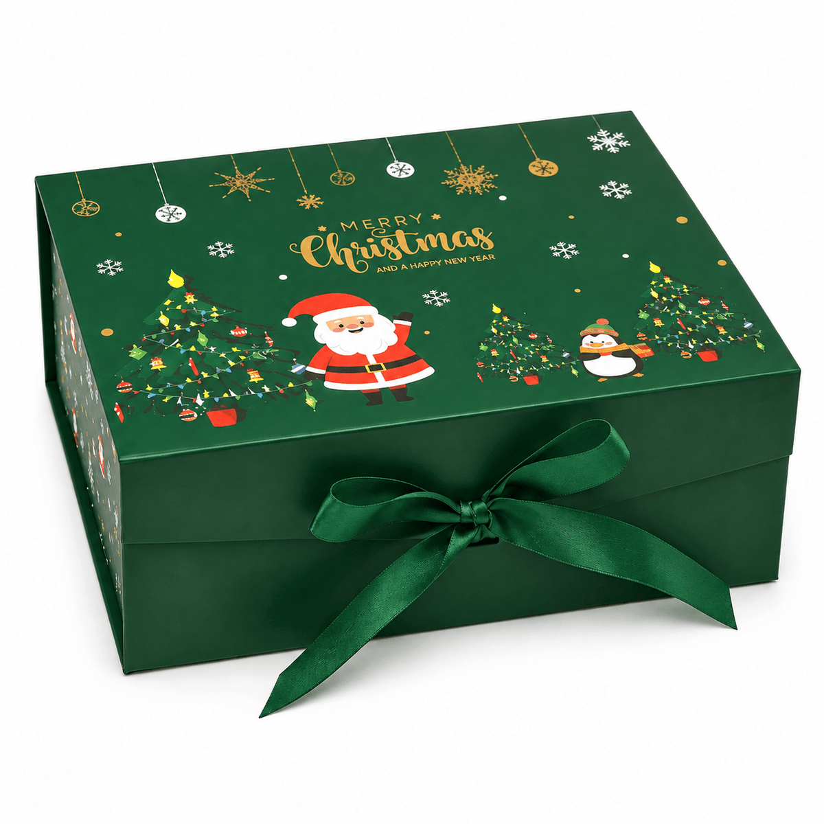 Cutie cadou magnetică de Crăciun cu fundă, 29x22x10 cm - verde - CraftUp