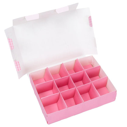 Cutie cadou roz cu 12 compartimente și capac apăsabil (set 5 buc) - CraftUp