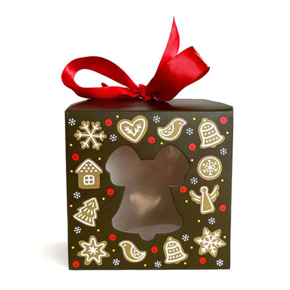 Cutie căni Crăciun cu fundă maro închis - CraftUp