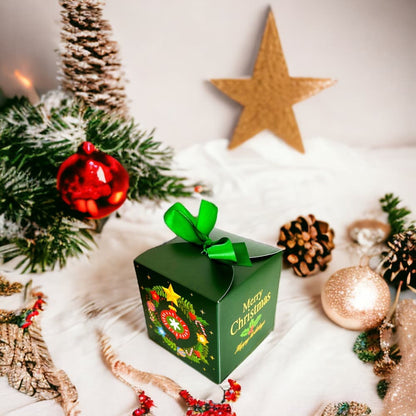 Cutie căni Crăciun cu fundă verde - CraftUp
