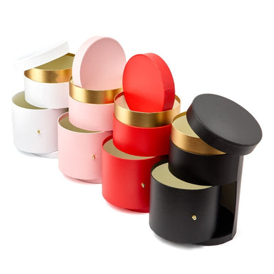 Cutie cilindrică cu capac și sertar - roșu - CraftUp