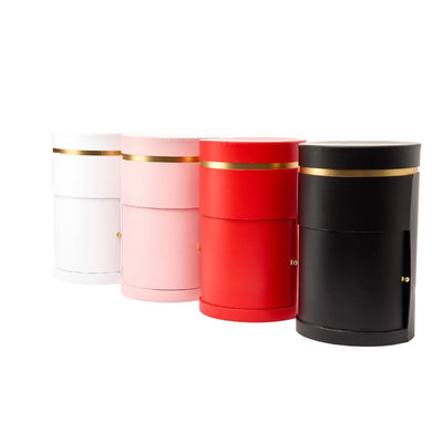 Cutie cilindrică cu capac și sertar - roșu - CraftUp