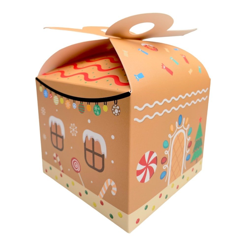 Cutie Crăciun cu mâner dublu - kraft (set 12 buc) 12x12x10cm - CraftUp