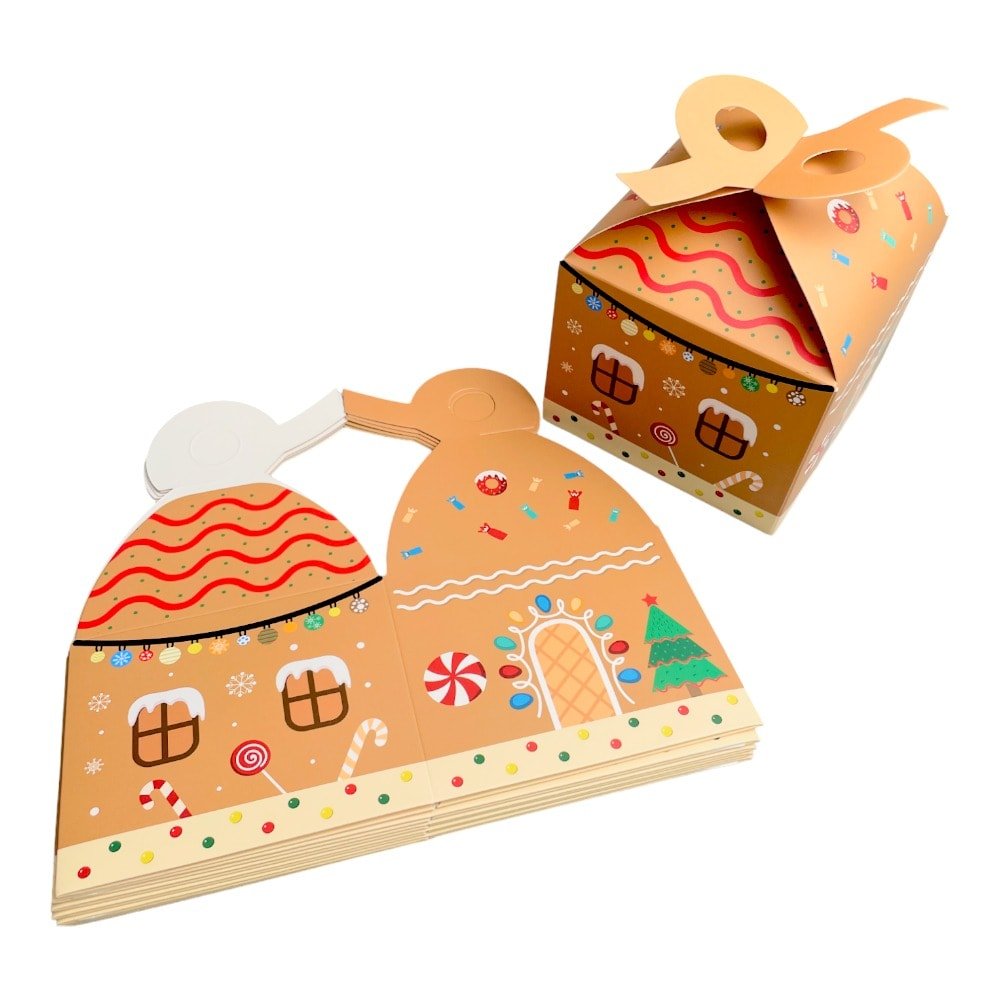 Cutie Crăciun cu mâner dublu - kraft (set 12 buc) 12x12x10cm - CraftUp