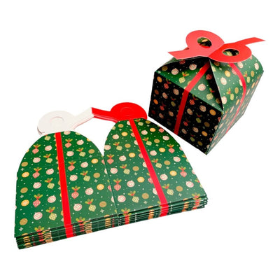 Cutie Crăciun cu mâner dublu - verde (set 12 buc) 12x12x10cm - CraftUp