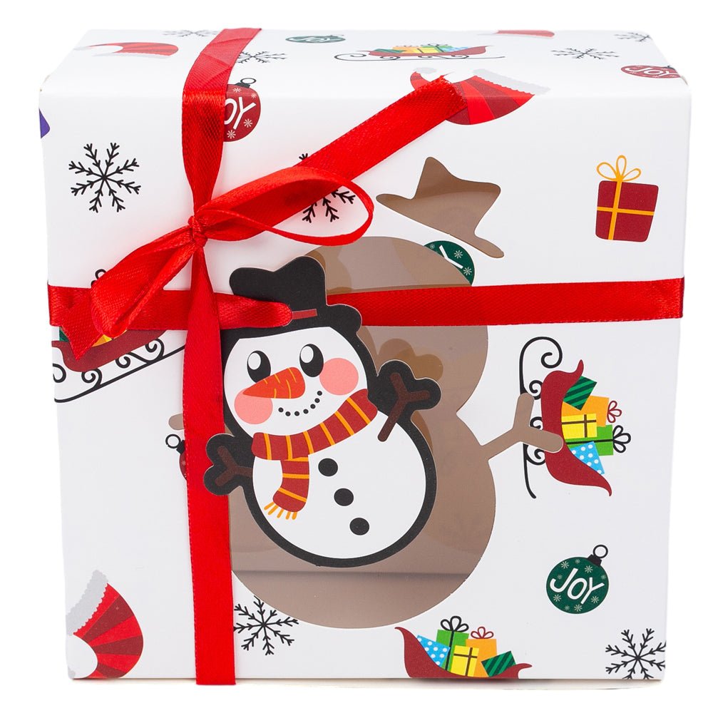 Cutie Crăciun cu panglică, fereastră și 4 compartimente - mix 4 modele (set 12 buc) - CraftUp