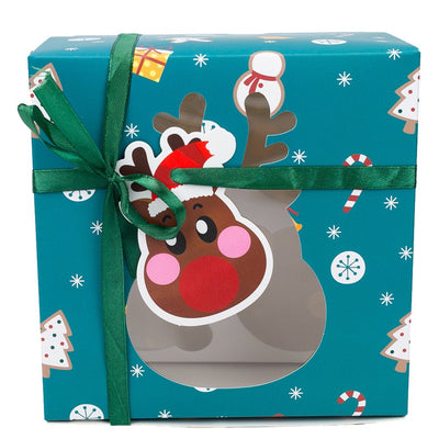 Cutie Crăciun cu panglică, fereastră și 4 compartimente - mix 4 modele (set 12 buc) - CraftUp