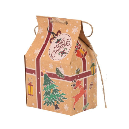 Cutie Crăciun Fericit cu închidere sfoară iută - model 2 kraft (set 50 buc) - CraftUp