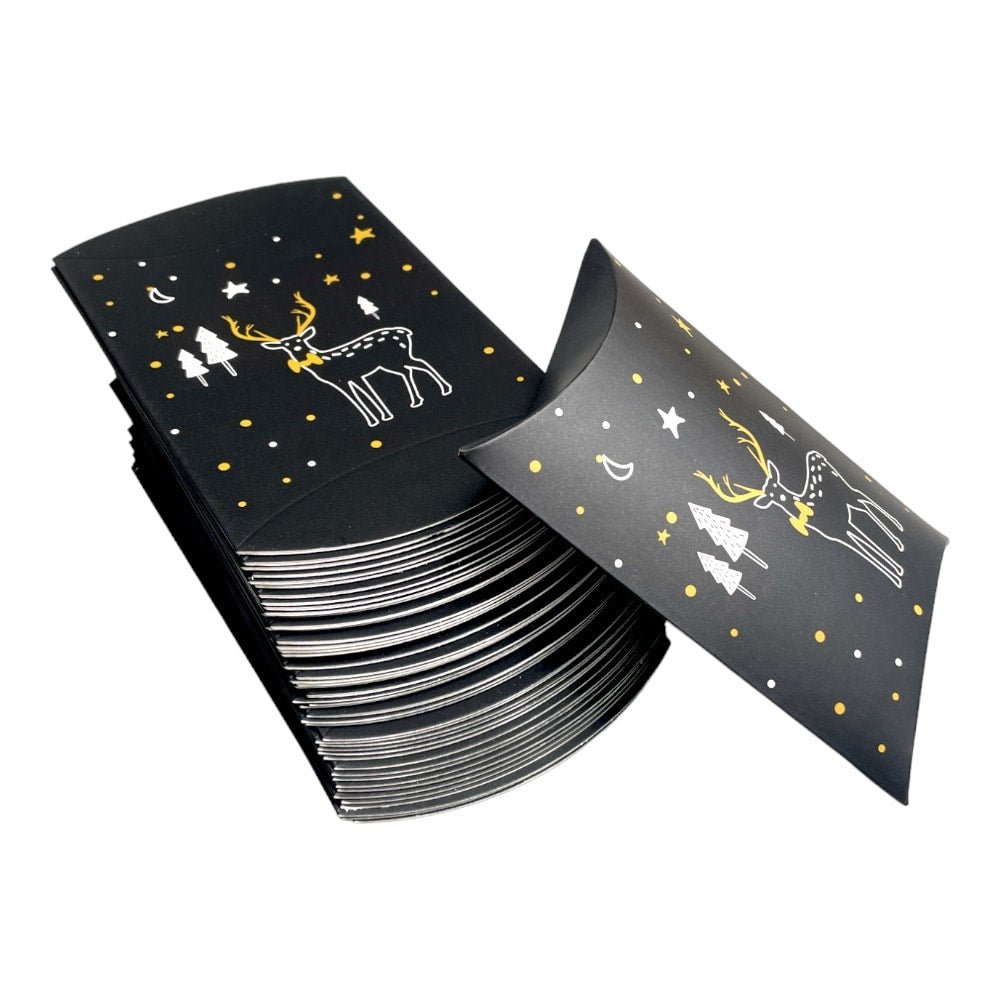 Cutie Crăciun în formă de pernă - model 8 negru (set 50 buc) 14x10x2.6cm - CraftUp