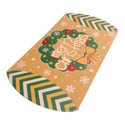 Cutie Crăciun kraft în formă de pernă - model 4 coroniță (set 50 buc) 12x7.2x2.5cm - CraftUp