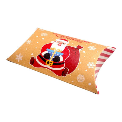 Cutie Crăciun kraft în formă de pernă - model 5 Cadourile Moșului (set 50 buc) 12x7.2x2.5cm - CraftUp