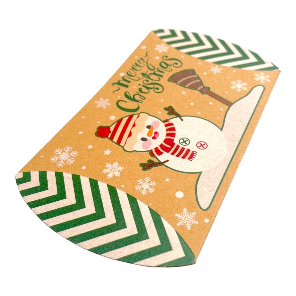 Cutie Crăciun kraft în formă de pernă - model 6 om de zăpadă (set 50 buc) 12x7.2x2.5cm - CraftUp