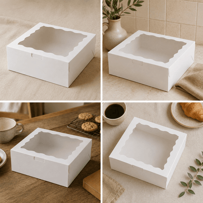 Cutie cu fereastră ondulată transparentă - alb (set 50 buc) - CraftUp