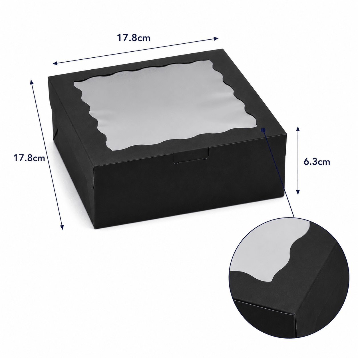 Cutie cu fereastră ondulată transparentă - negru (set 50 buc) - CraftUp