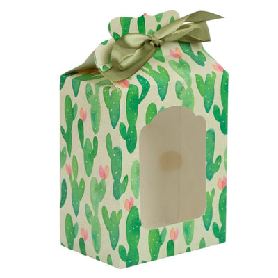 Cutie cu fereastră și bandă satinată - model 2 cactuși (set 25 buc) - CraftUp