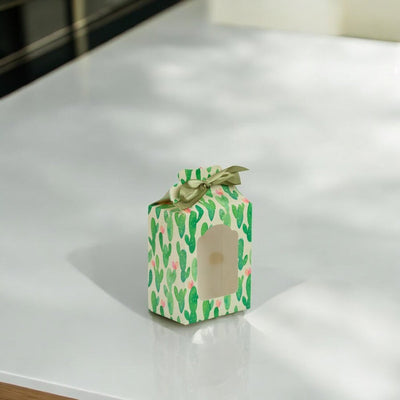 Cutie cu fereastră și bandă satinată - model 2 cactuși (set 25 buc) - CraftUp