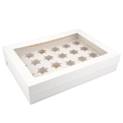 Cutie cu fereastră și insert pentru 24 mini brioșe - Alb (set 5 buc) - CraftUp