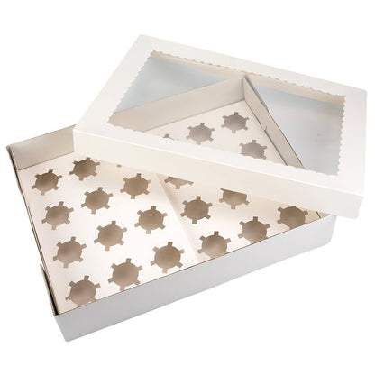 Cutie cu fereastră și insert pentru 24 mini brioșe - Alb (set 5 buc) - CraftUp