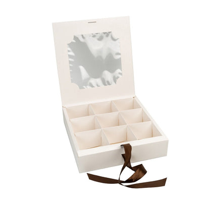 Cutie cu fereastră și panglică 9 compartimente - alb (set 5 buc) - CraftUp