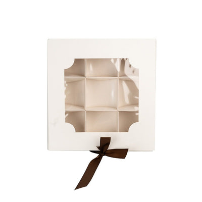 Cutie cu fereastră și panglică 9 compartimente - alb (set 5 buc) - CraftUp