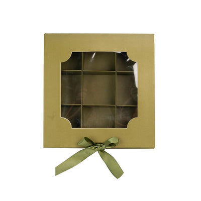 Cutie cu fereastră și panglică 9 compartimente - verde (set 5 buc) - CraftUp