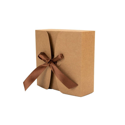 Cutie cu închidere arcuită și panglică satin - kraft (set 50 buc) - CraftUp