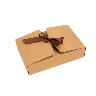 Cutie cu închidere arcuită și panglică satin - kraft (set 50 buc) - CraftUp