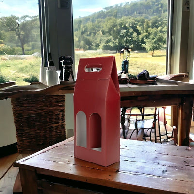 Cutie cu mâner pentru 2 sticle - vișiniu (set 10 buc) - CraftUp