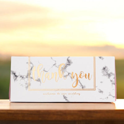 Cutie cu mesaj Thank you și panglică - roz (set 50 buc) - 13x5.5 - CraftUp
