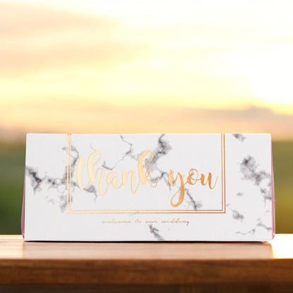 Cutie cu mesaj Thank you și panglică - roz (set 50 buc) - 13x5.5 - CraftUp