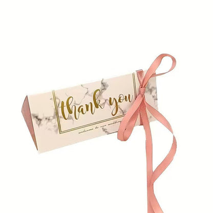 Cutie cu mesaj Thank you și panglică - roz (set 50 buc) - 13x5.5 - CraftUp