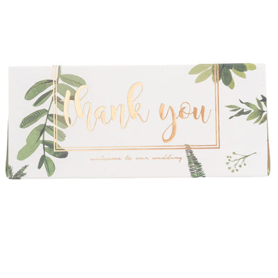 Cutie cu mesaj Thank you și panglică - verde (set 50 buc) - 13x5.5 - CraftUp