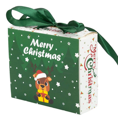 Cutie de Crăciun cu sertar și fundă satinată - verde (set 25 buc) - CraftUp