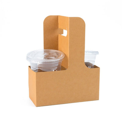 Cutie deschisă kraft cu mâner pentru două pahare 17.5x8x22.5cm (set 50 buc) - CraftUp