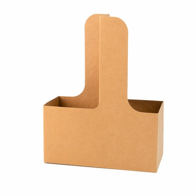 Cutie deschisă kraft cu mâner pentru două pahare 17.5x8x22.5cm (set 50 buc) - CraftUp